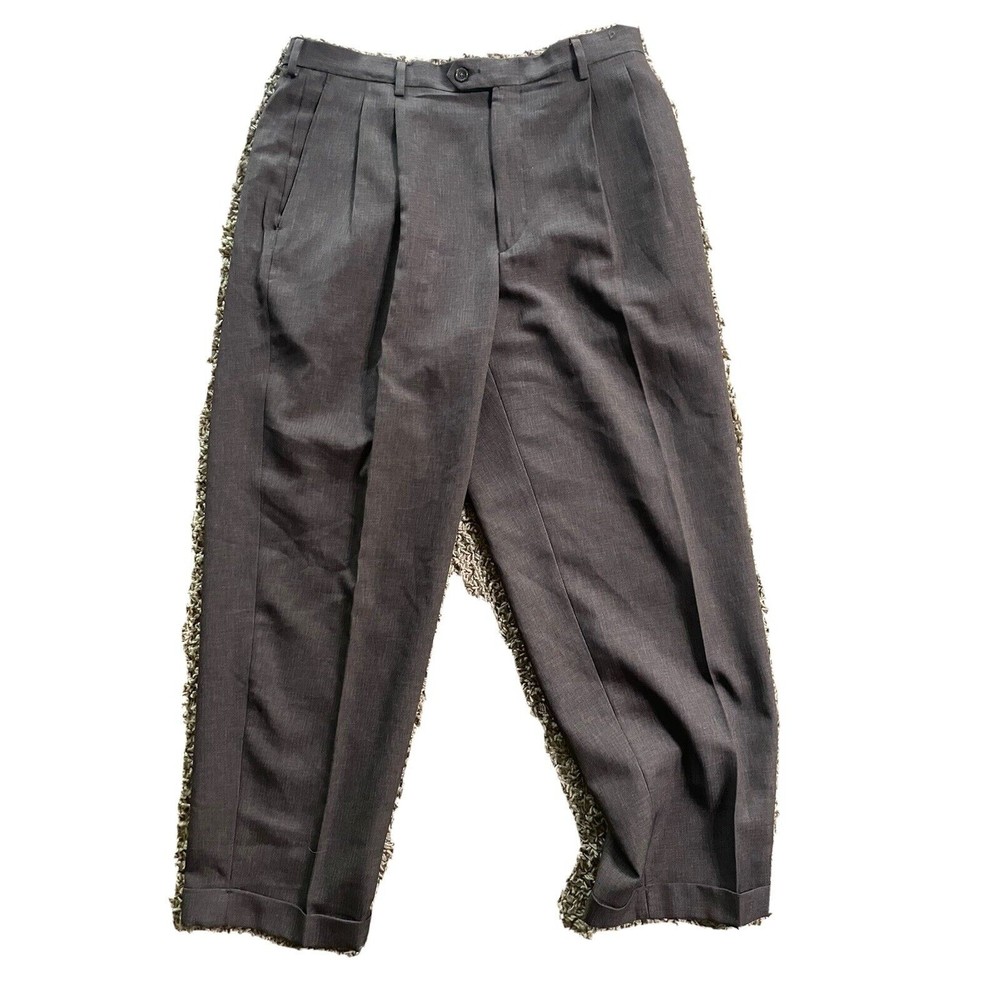 NWOT Liz Claiborne Men's Classic Fit Suit Pants Checked Dark Brown 34X29